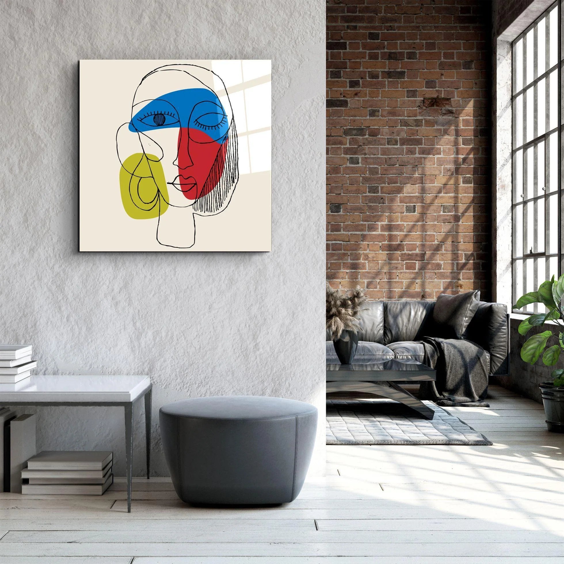 Arte murale in vetro con faccia lineare 