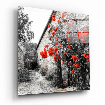 Red Roses Glass Wall Art - LUXARTDECO