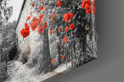 Red Roses Glass Wall Art - LUXARTDECO