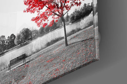Red Tree Glass Wall Art - LUXARTDECO