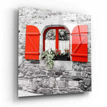 Red Window Glass Wall Art - LUXARTDECO