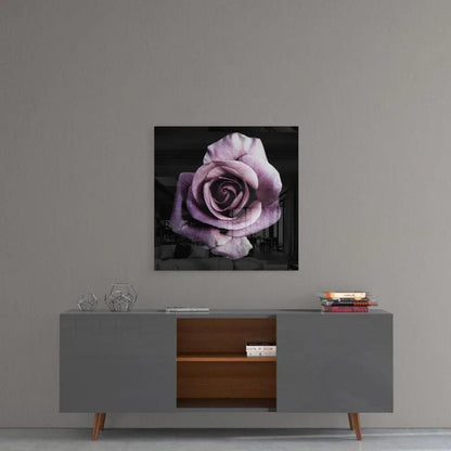 Purple Rose Glass Wall Art - LUXARTDECO