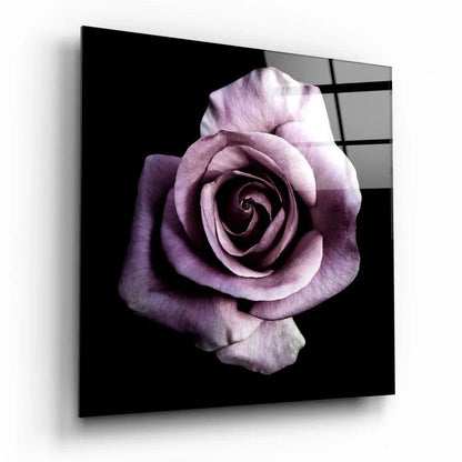Purple Rose Glass Wall Art - LUXARTDECO