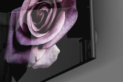 Purple Rose Glass Wall Art - LUXARTDECO