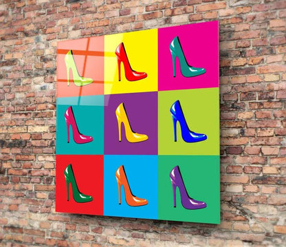 Colored Shoes Glass Wall Art - LUXARTDECO