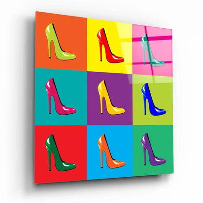 Colored Shoes Glass Wall Art - LUXARTDECO