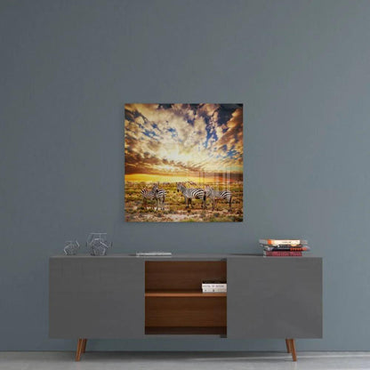 Zebras Glass Wall Art - LUXARTDECO