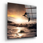 Dolphin Glass Wall Art - LUXARTDECO