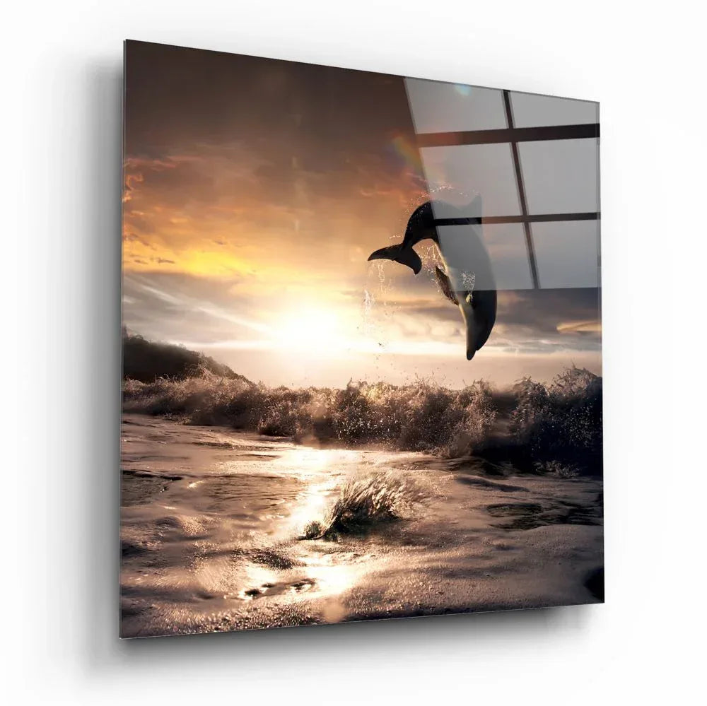 Dolphin Glass Wall Art - LUXARTDECO