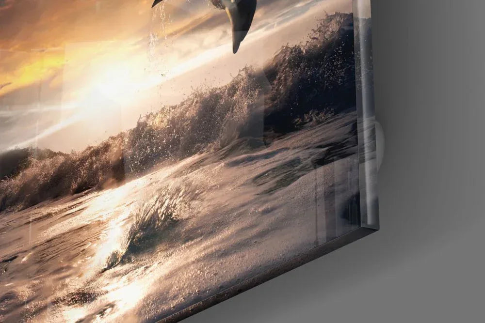 Dolphin Glass Wall Art - LUXARTDECO
