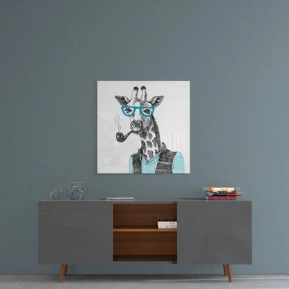Mr. Giraffe Glass Wall Art - LUXARTDECO
