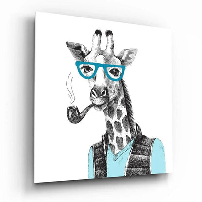 Mr. Giraffe Glass Wall Art - LUXARTDECO