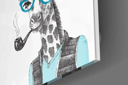 Mr. Giraffe Glass Wall Art - LUXARTDECO