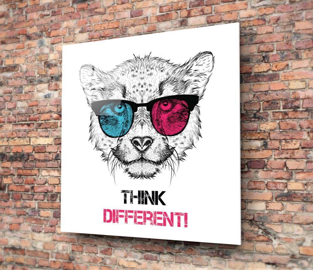 Think Differently Glass Wall Art
