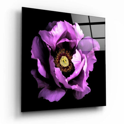 Floral Purple Glass Wall Art - LUXARTDECO
