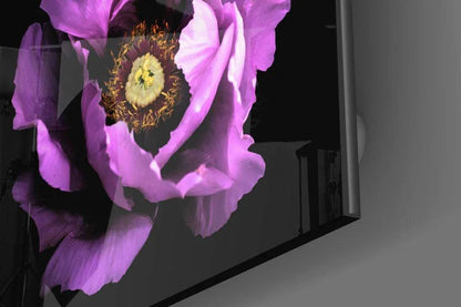 Floral Purple Glass Wall Art - LUXARTDECO