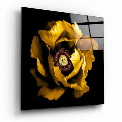 Floral Yellow Glass Wall Art - LUXARTDECO
