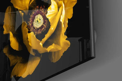 Floral Yellow Glass Wall Art - LUXARTDECO