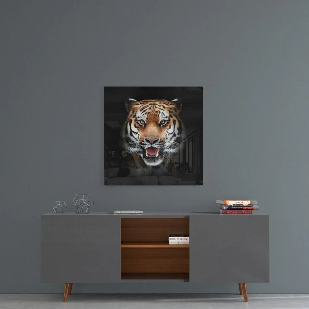 Tiger Glass Wall Art - LUXARTDECO
