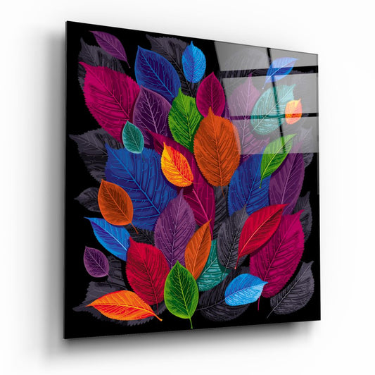 Colorful Leaves Glass Wall Art