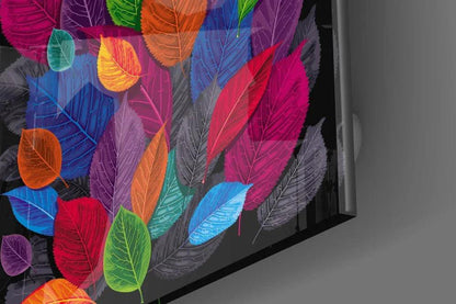 Colorful Leaves Glass Wall Art - LUXARTDECO