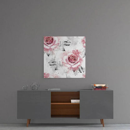 Pink Rose Glass Wall Art - LUXARTDECO