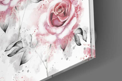 Pink Rose Glass Wall Art - LUXARTDECO