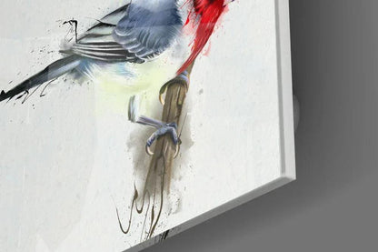 Red Bird Glass Wall Art - LUXARTDECO