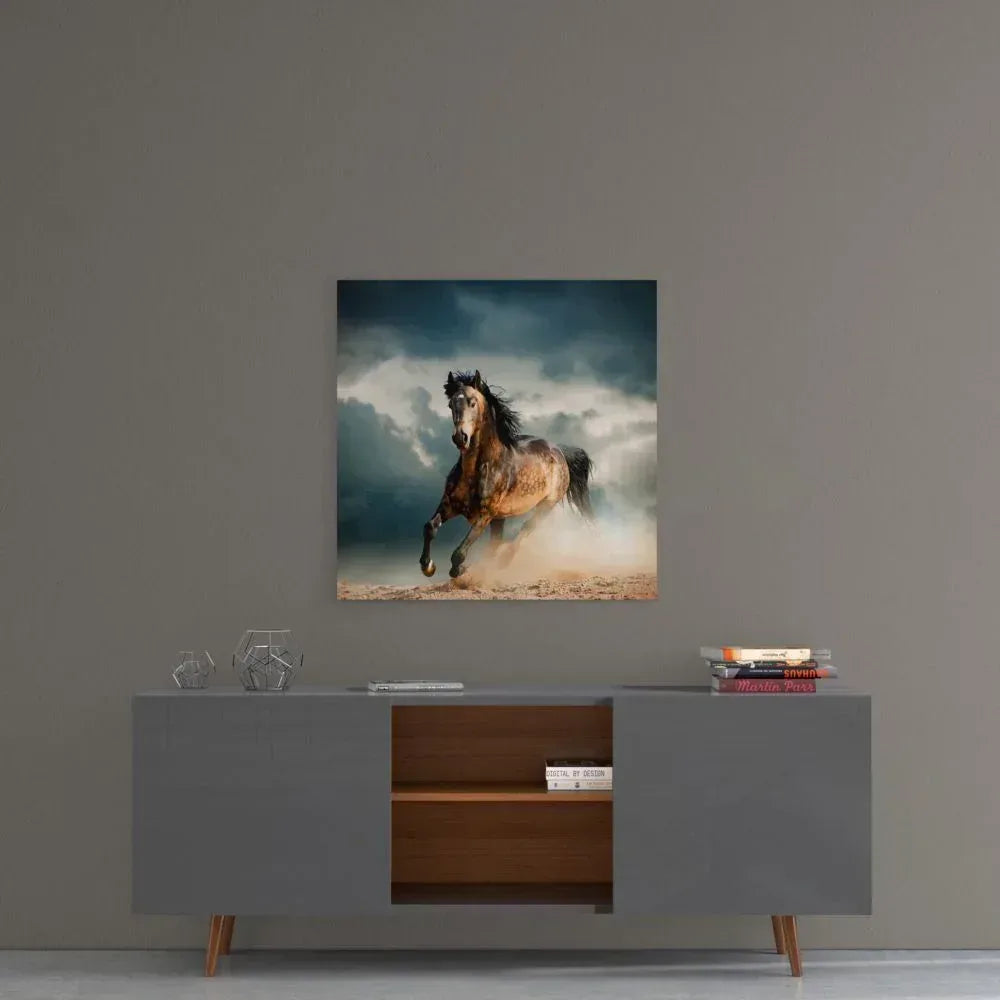 Running Horse Glass Wall Art - LUXARTDECO