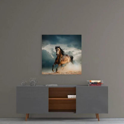 Running Horse Glass Wall Art - LUXARTDECO