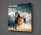 Running Horse Glass Wall Art - LUXARTDECO