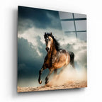 Running Horse Glass Wall Art - LUXARTDECO