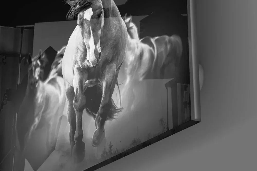 Running Horse Glass Wall Art - LUXARTDECO