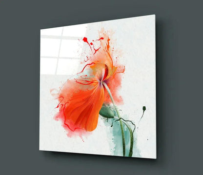 Red Poppy Glass Wall Art - LUXARTDECO