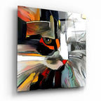 Abstract Cat Glass Wall Art - LUXARTDECO