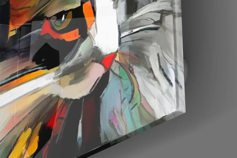 Abstract Cat Glass Wall Art - LUXARTDECO