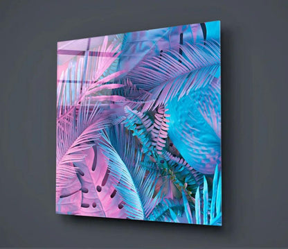 Tropical Leaves Glass Wall Art - LUXARTDECO