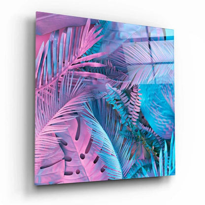 Tropical Leaves Glass Wall Art - LUXARTDECO