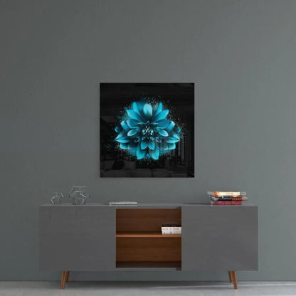 Blue Flower Glass Wall Art - LUXARTDECO