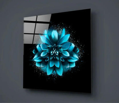 Blue Flower Glass Wall Art - LUXARTDECO