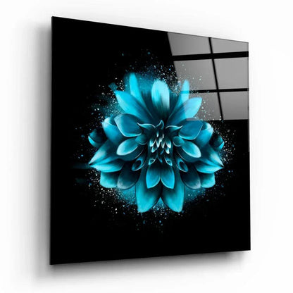 Blue Flower Glass Wall Art - LUXARTDECO
