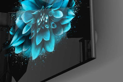 Blue Flower Glass Wall Art - LUXARTDECO