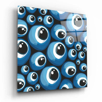 Blue Evil Eye Beads Glass Wall Art - LUXARTDECO