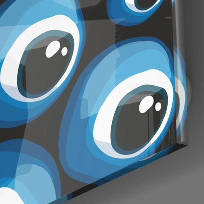 Blue Evil Eye Beads Glass Wall Art - LUXARTDECO