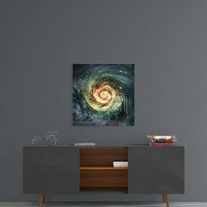 Space Yellow Infinity Glass Wall Art - LUXARTDECO