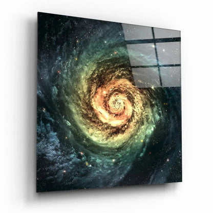 Space Yellow Infinity Glass Wall Art - LUXARTDECO