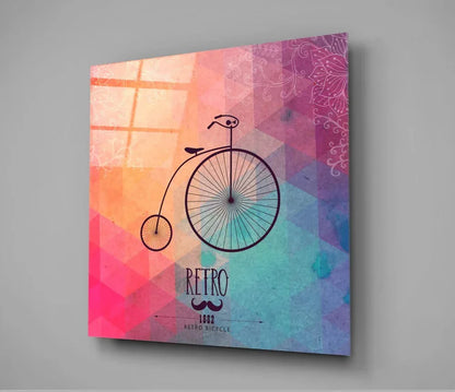 Retro Bicycle Glass Wall Art - LUXARTDECO