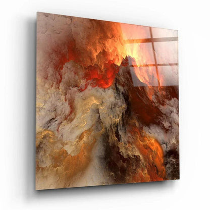 Golden Chaos Abstract Glass Wall Art - LUXARTDECO