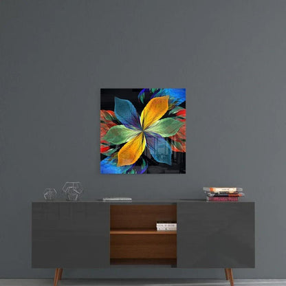 Colorful Leaves Flower Glass Wall Art - LUXARTDECO