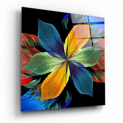 Colorful Leaves Flower Glass Wall Art - LUXARTDECO